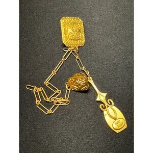 Marcy Feld Double Pin Brooch with Long Charm